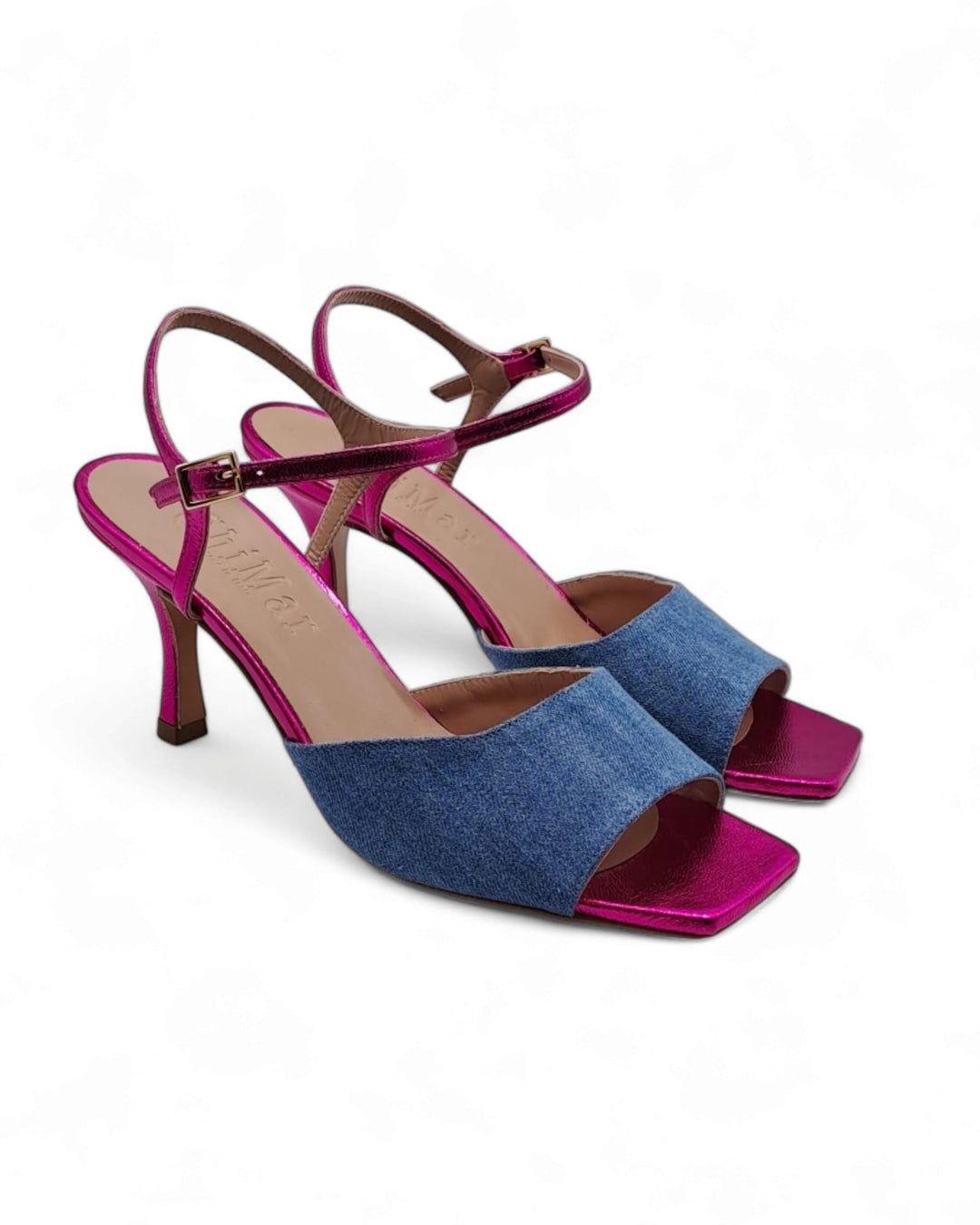 Cloe T. 7.5 Jeans Sandal Light Blue / Fuchsia