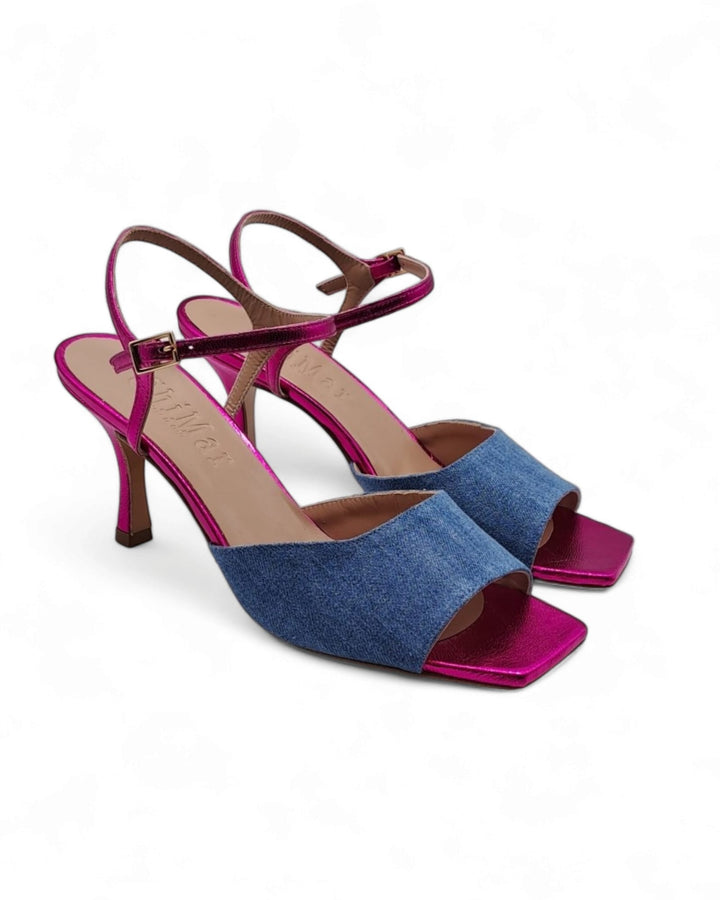 Sandalo Cloe  T. 7,5  Jeans Azzurro / Fucsia