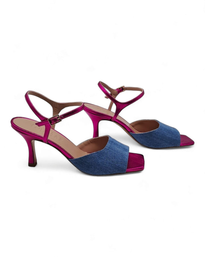 Cloe T. 7.5 Jeans Sandal Light Blue / Fuchsia