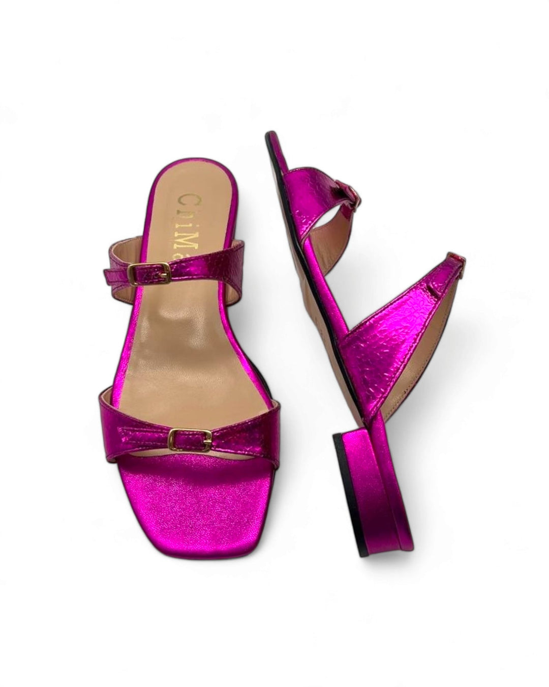 Sandalo due fibbiette T. 2 cm Fucsia