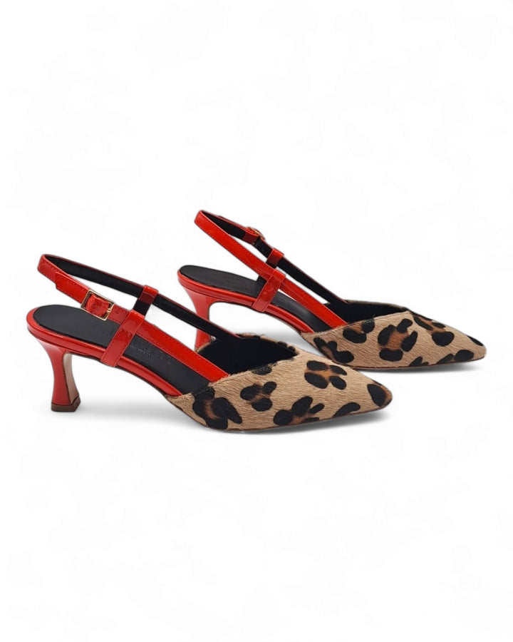 Slingback  Fiorina Cavallino Maculato/ Vernice Rossa