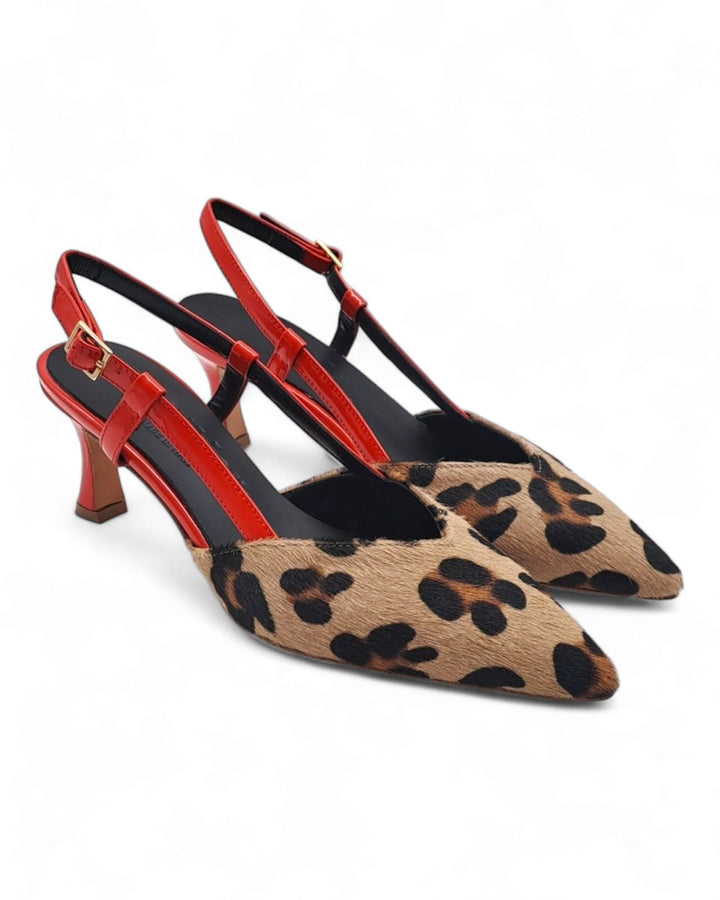 Slingback  Fiorina Cavallino Maculato/ Vernice Rossa