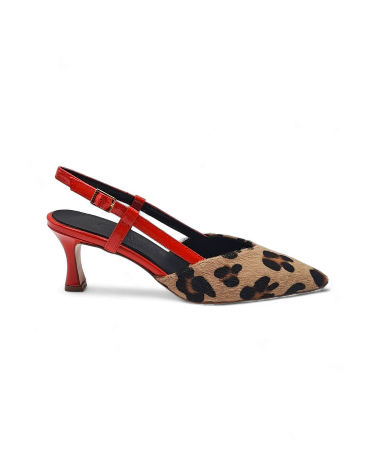 Slingback  Fiorina Cavallino Maculato/ Vernice Rossa