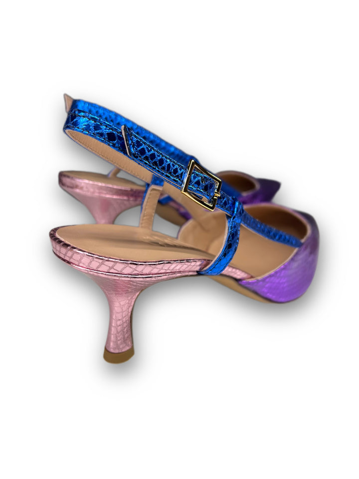 Slingback T5,5 Stampa Viola/Bluette/Rosa