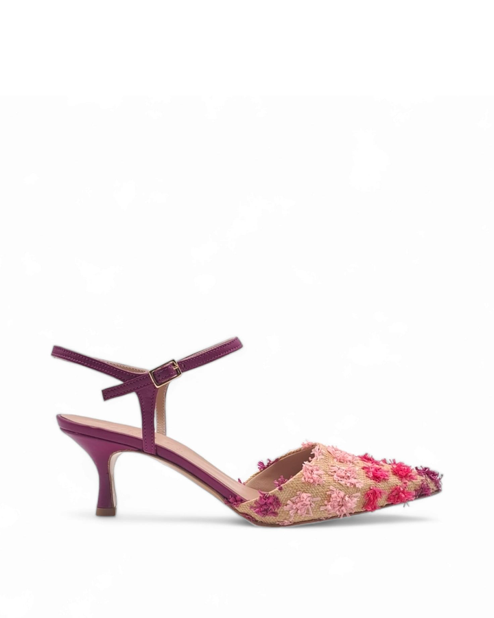 Slingback T5.5 Fantasy Raffia / Bouganville Nappa