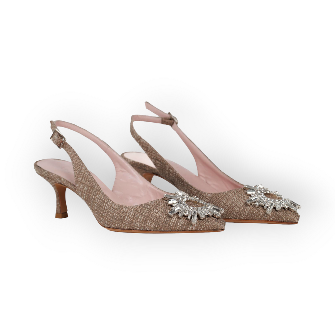 Slingback  Rafia Beige Crystal