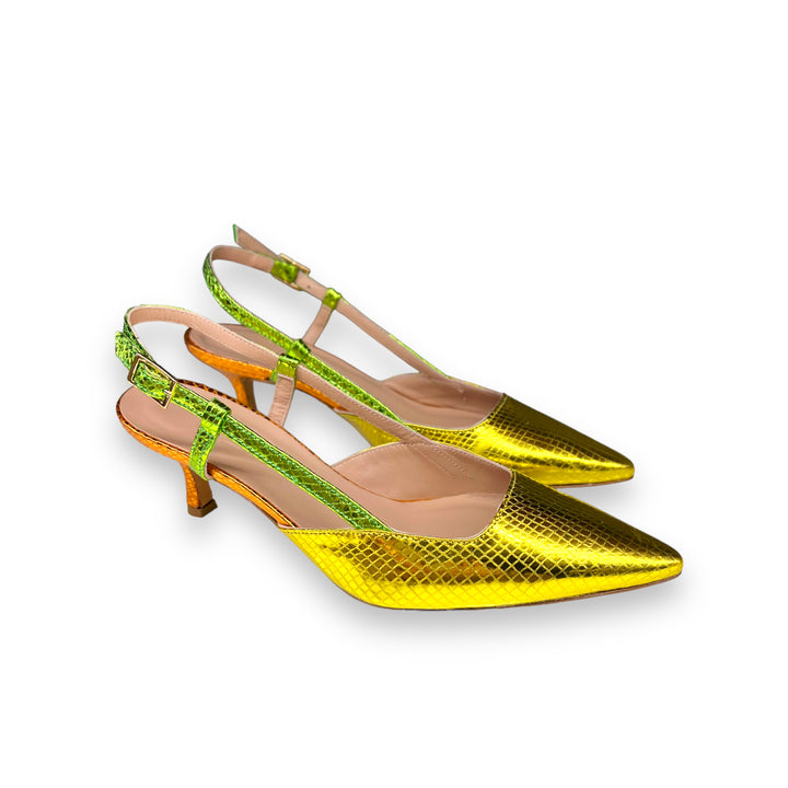 Slingback T5,5 Stampa Giallo/Verde/Arancio