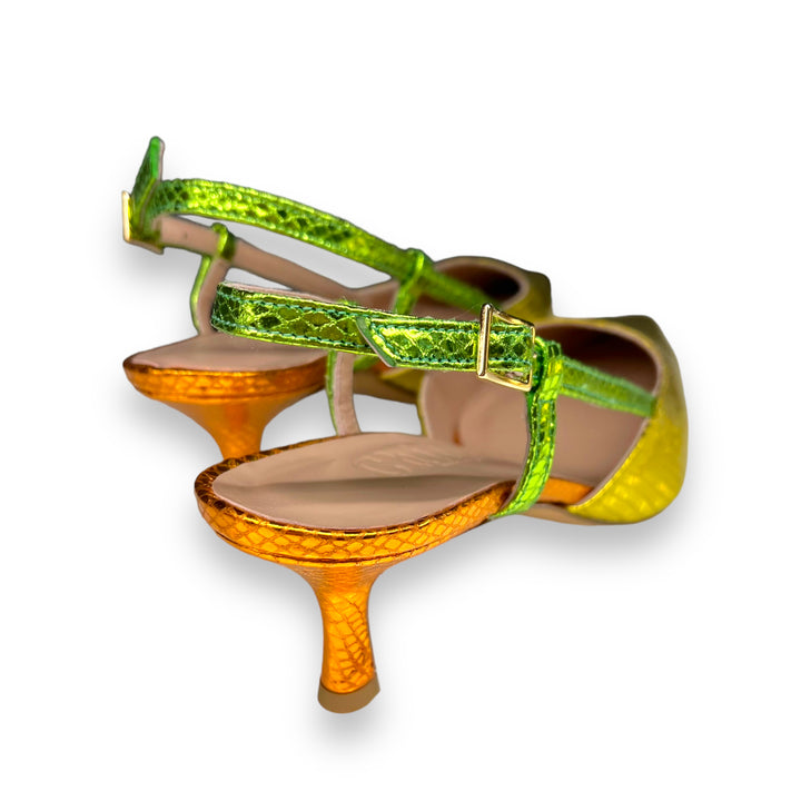 Slingback T5,5 Stampa Giallo/Verde/Arancio