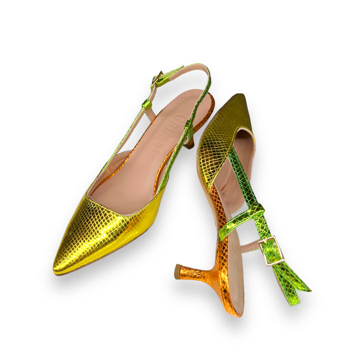 Slingback T5,5 Stampa Giallo/Verde/Arancio