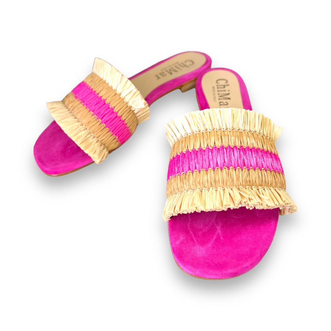 Fuchsia Rafia slipper