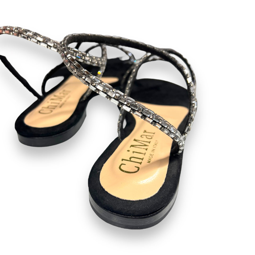 Black Strass weave sandal