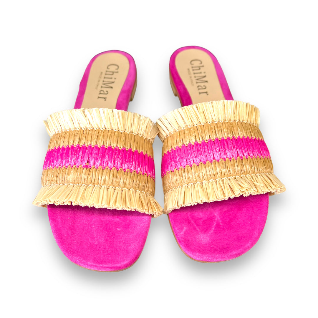 Fuchsia Rafia slipper