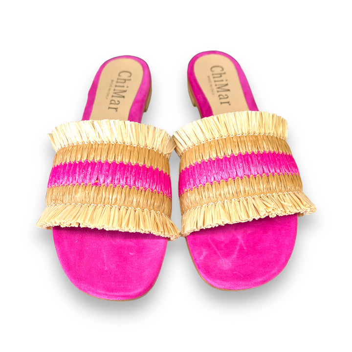 Fuchsia Rafia slipper