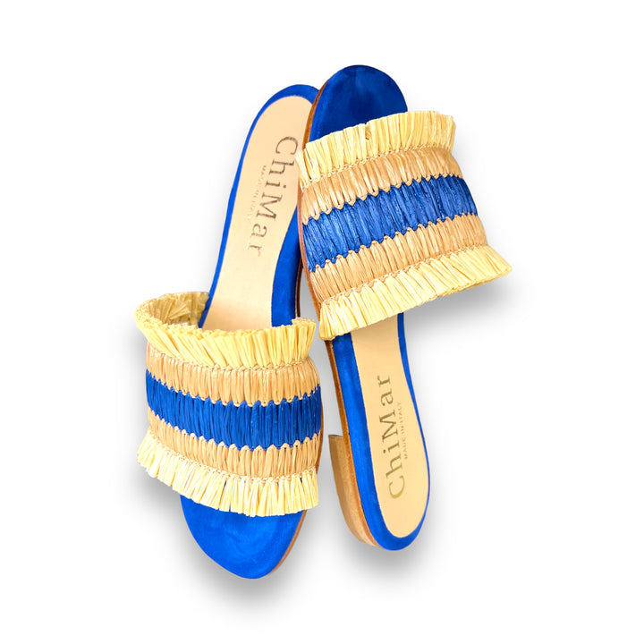 Blue/Beige Rafia slipper