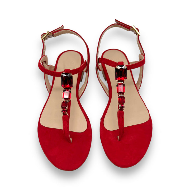 Crystal Red flip flops