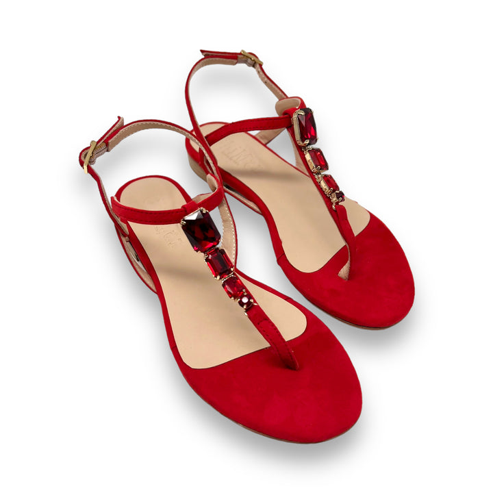 Crystal Red flip flops