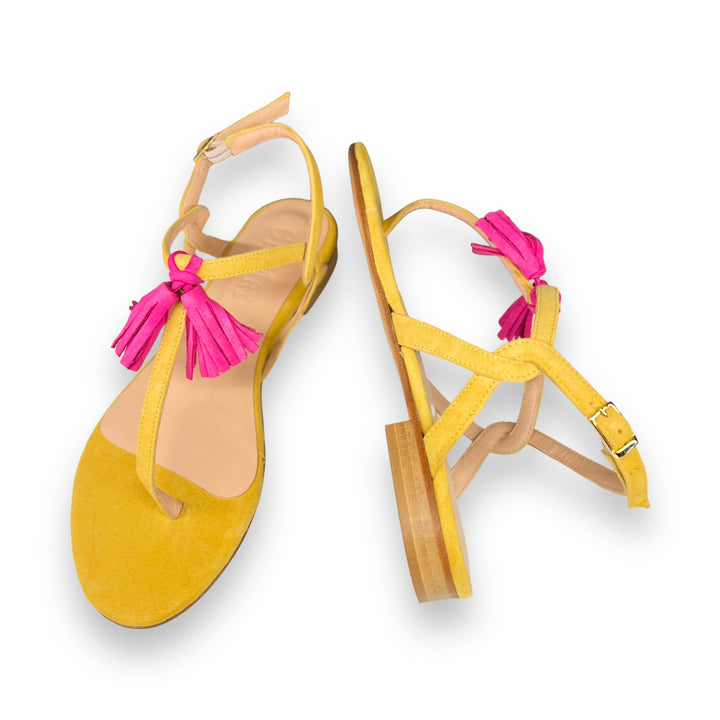 Ocher/Cyclamen Tassel Flip Flops