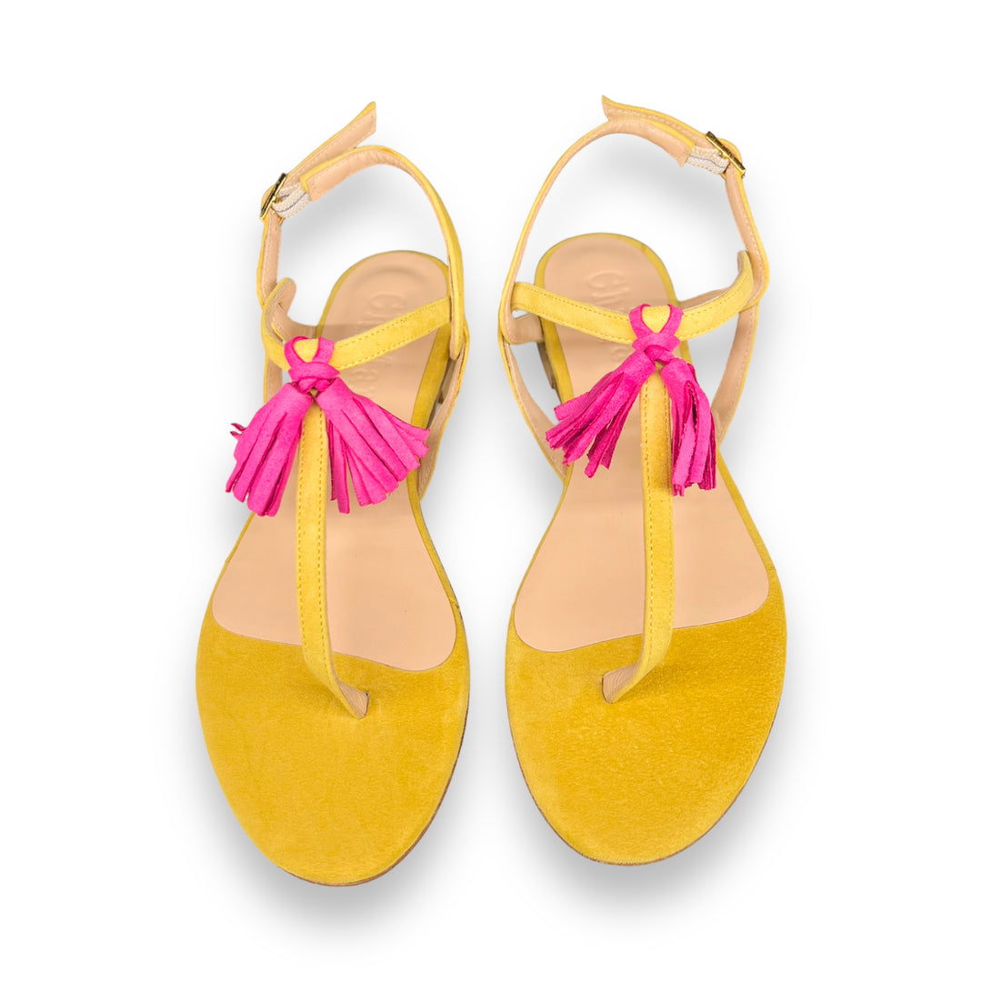 Ocher/Cyclamen Tassel Flip Flops