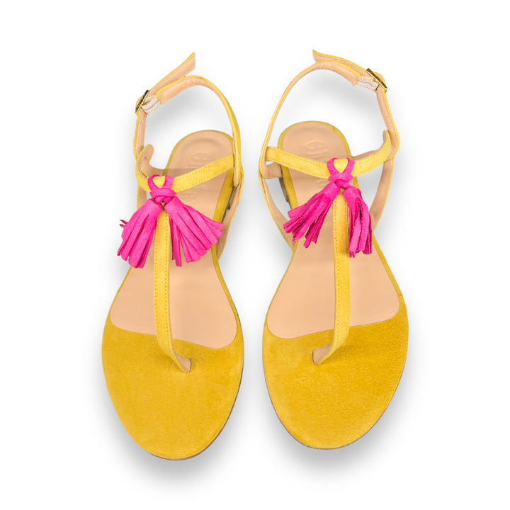 Ocher/Cyclamen Tassel Flip Flops