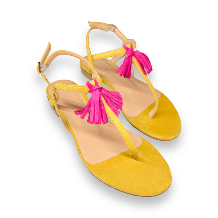 Ocher/Cyclamen Tassel Flip Flops