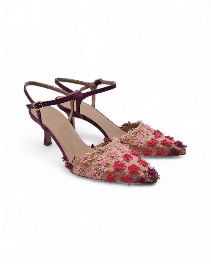 Slingback T5.5 Fantasy Raffia / Bouganville Nappa