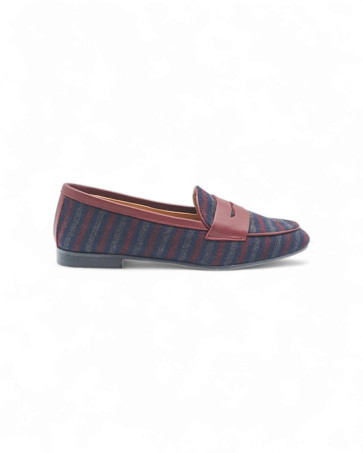 Striped and Bordeaux Nappa moccasin