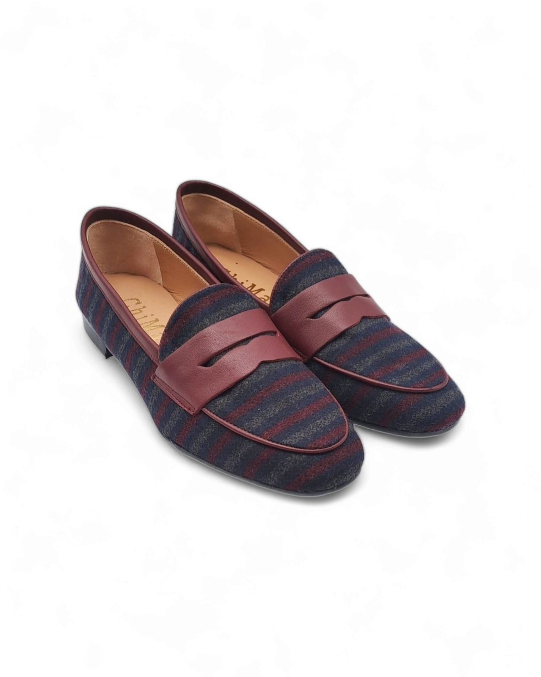 Striped and Bordeaux Nappa moccasin