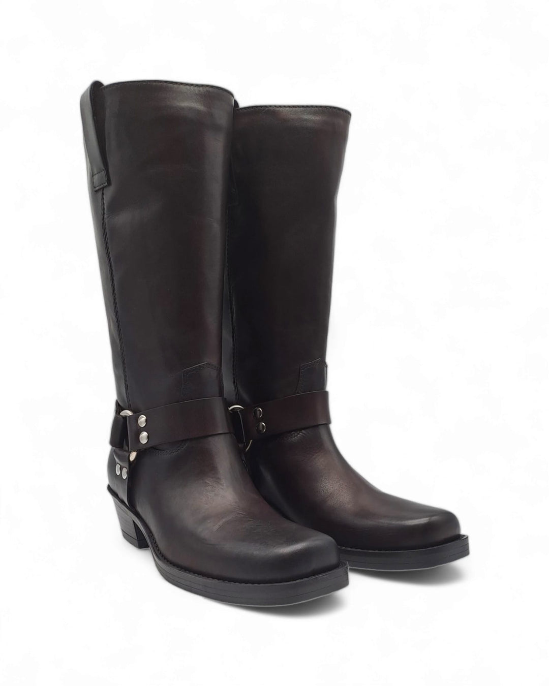 Dark Brown Nappa Biker Boots