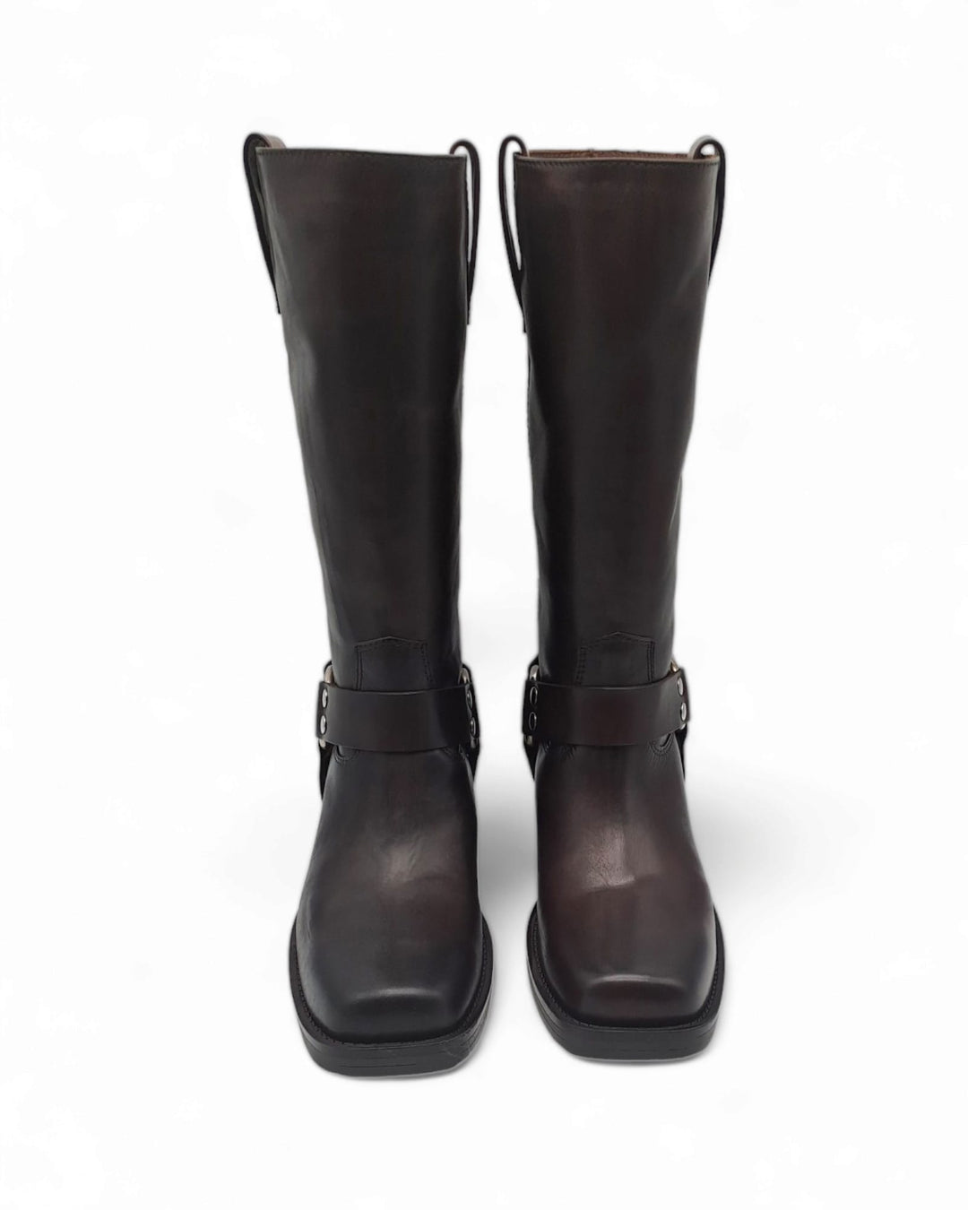 Dark Brown Nappa Biker Boots