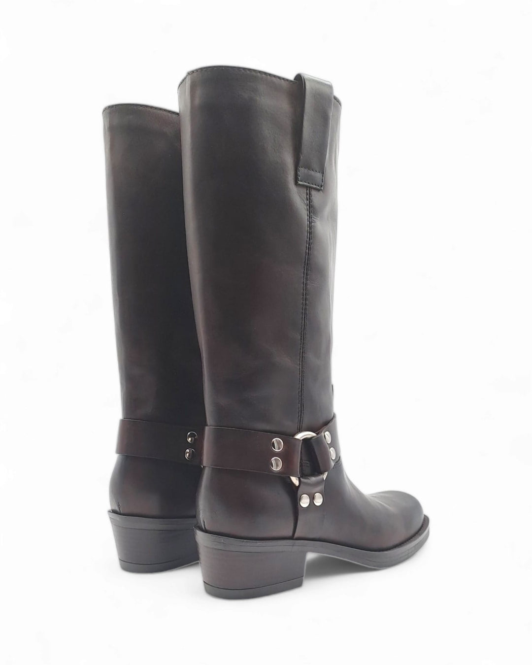 Dark Brown Nappa Biker Boots