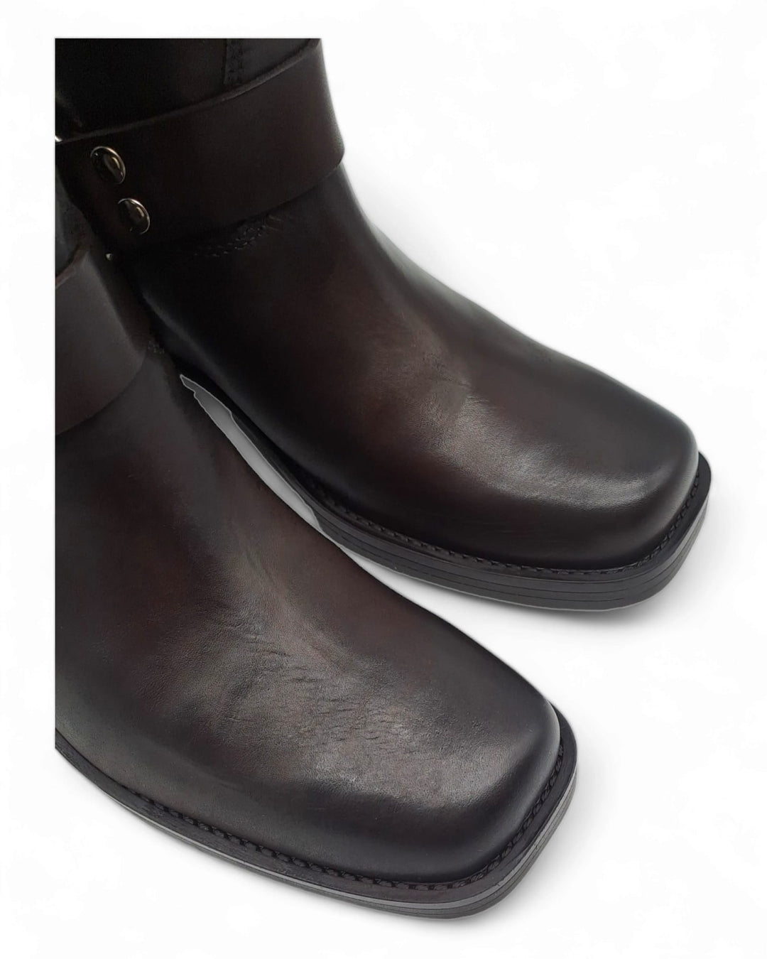 Dark Brown Nappa Biker Boots