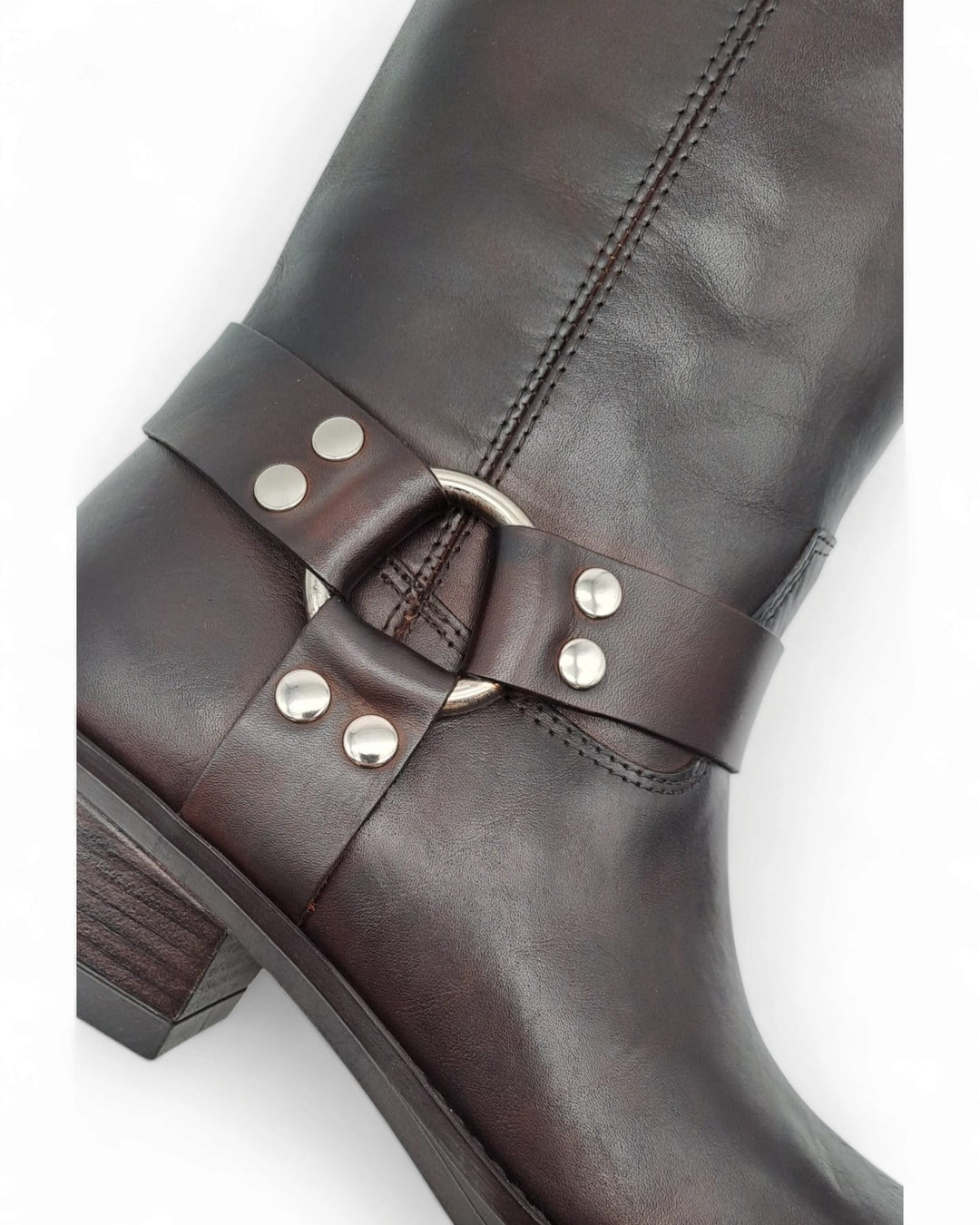 Dark Brown Nappa Biker Boots