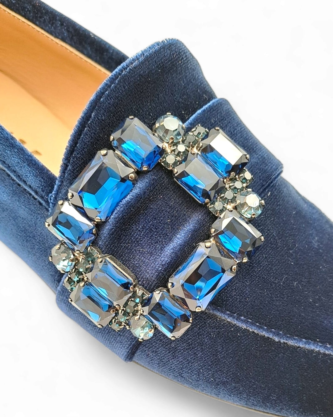 Mocassino Velluto Blu con Crystal