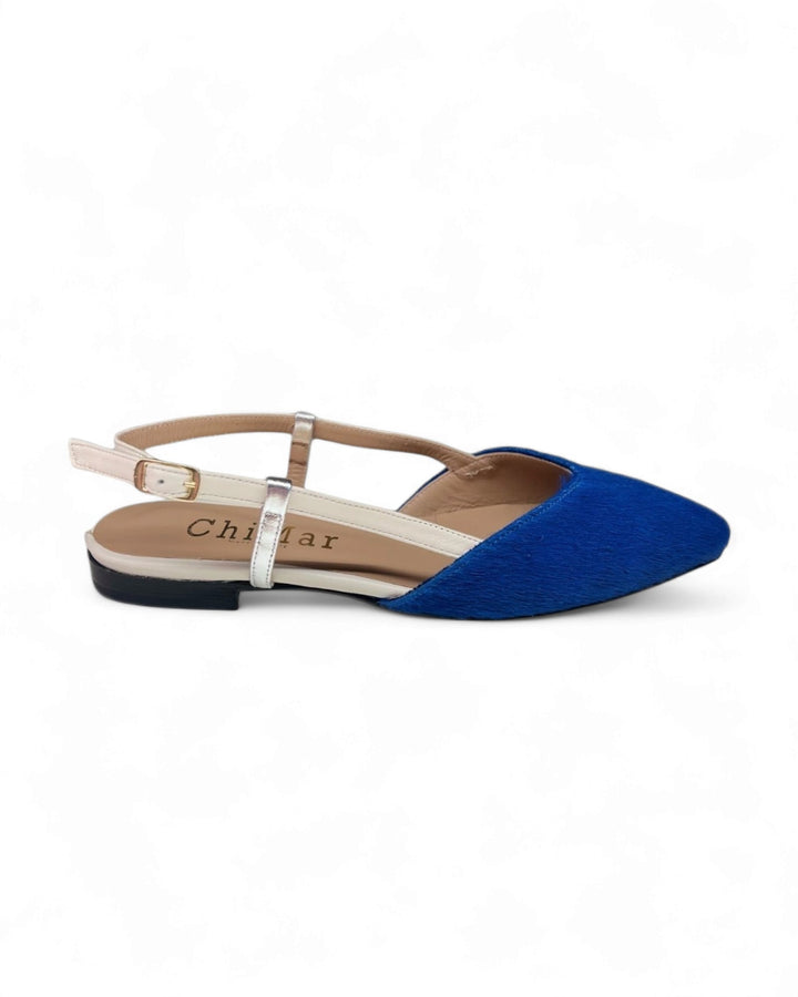 Slingback ChiMar Cavallino Cobalto/Milk/Argento