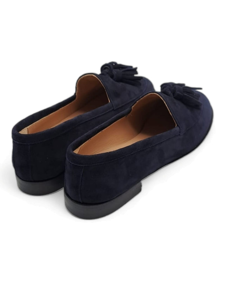 Manal Tassel Moccasin Blue Suede