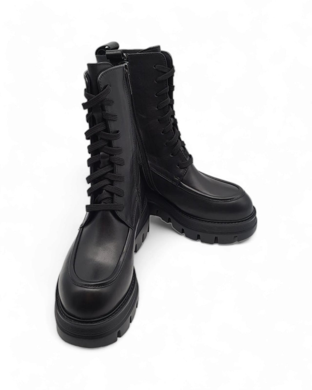 Boots con lacci Vitello Nero