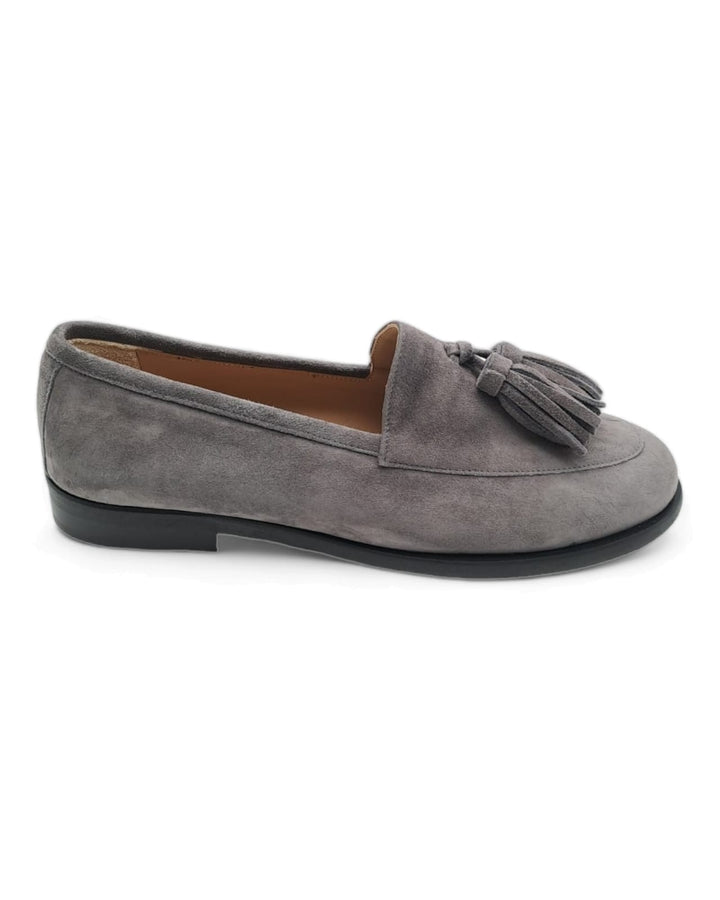 Manal Tassel Moccasin Gray Suede