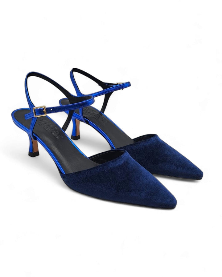 Slingback T5,5 Velluto Blu / Laminato