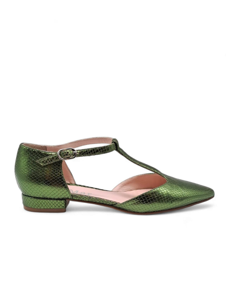 Slingback Manuela  Stampa Pitone Verde