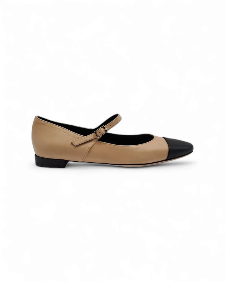 Bicolor Nappa Camel ballerina