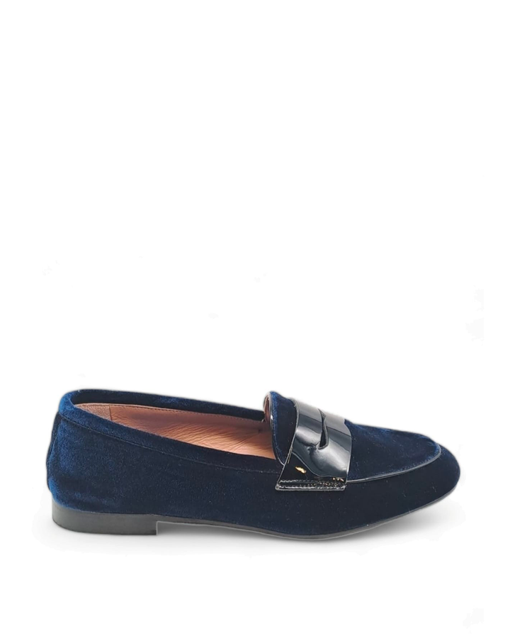 Mocassino Velluto Blu  / Vernice Blu