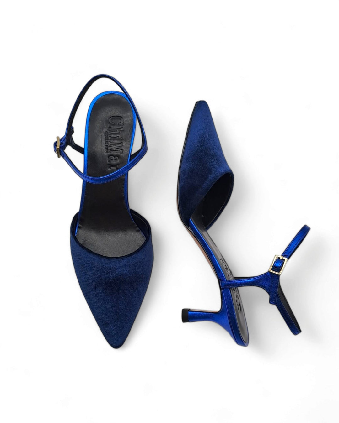 Slingback T5,5 Velluto Blu / Laminato