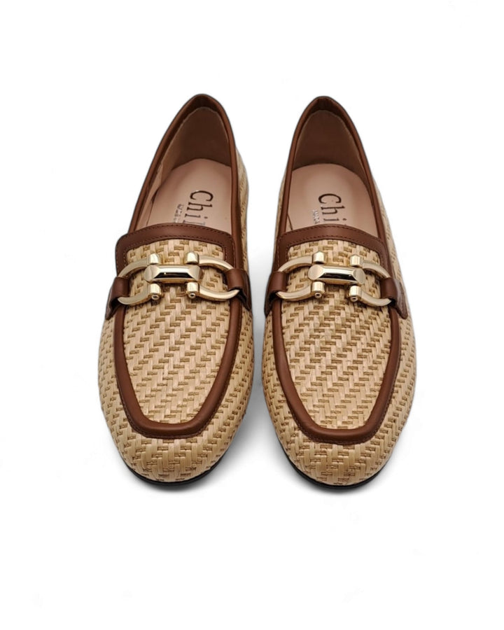 Raffia/Leather Moccasin