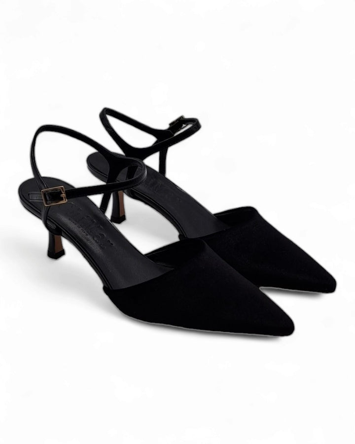 Slingback T5,5 velluto nero  / vernice