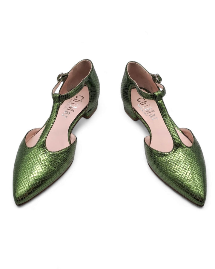 Slingback Manuela  Stampa Pitone Verde