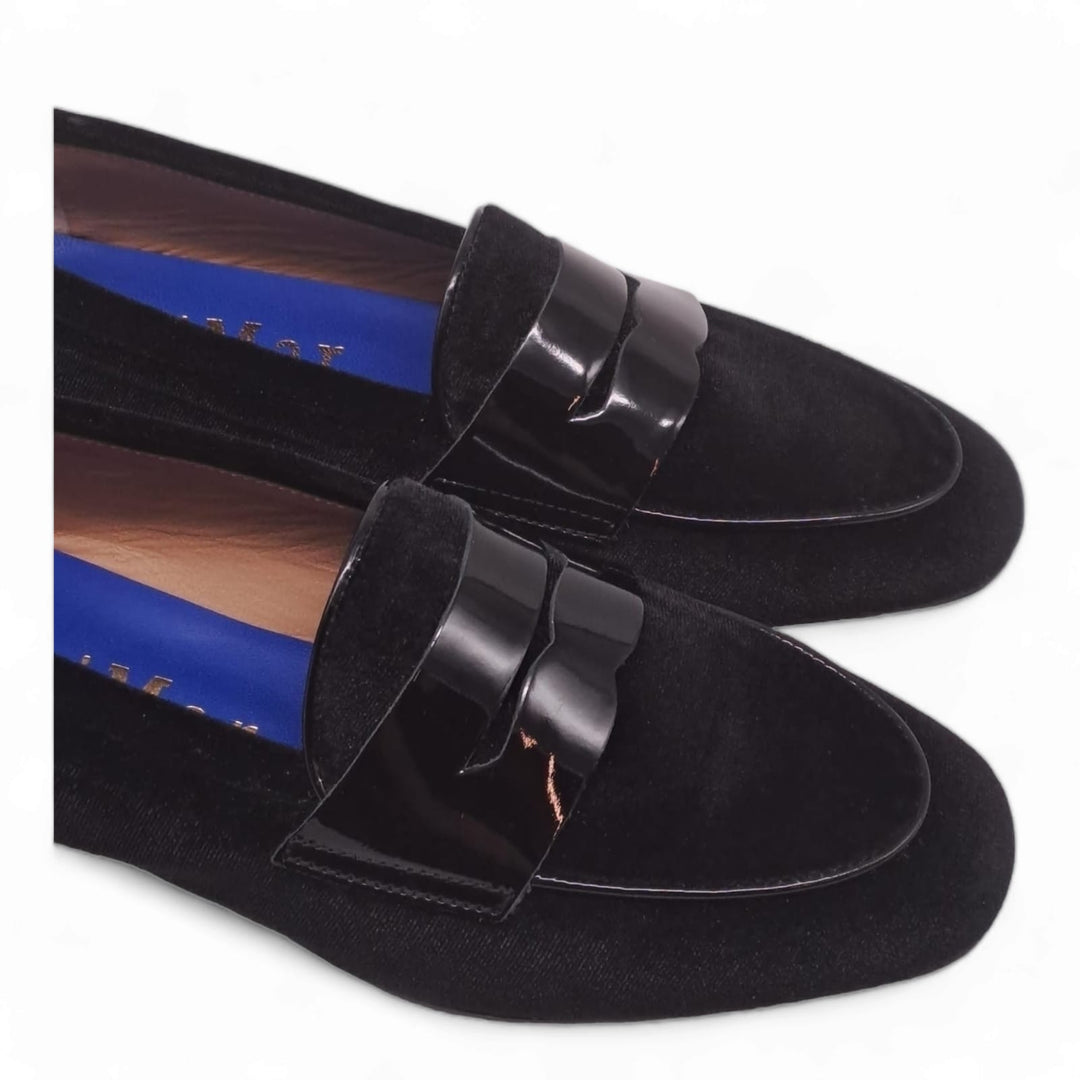 Black Velvet / Black Patent Moccasin