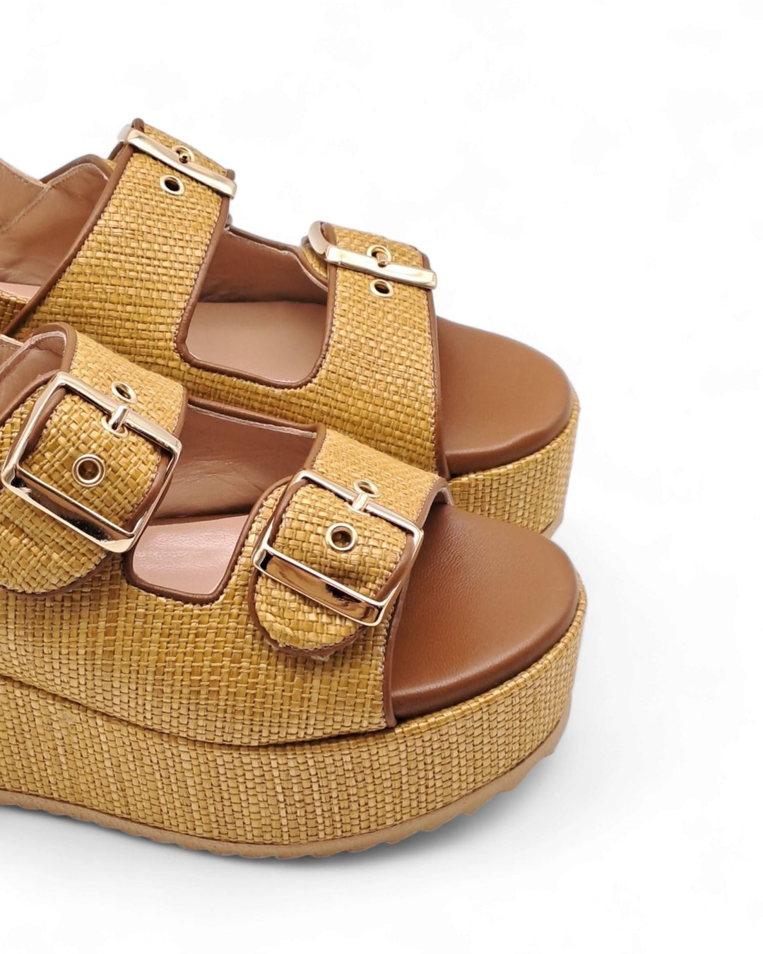 Matilde Raffia Sandal Mustard / Leather