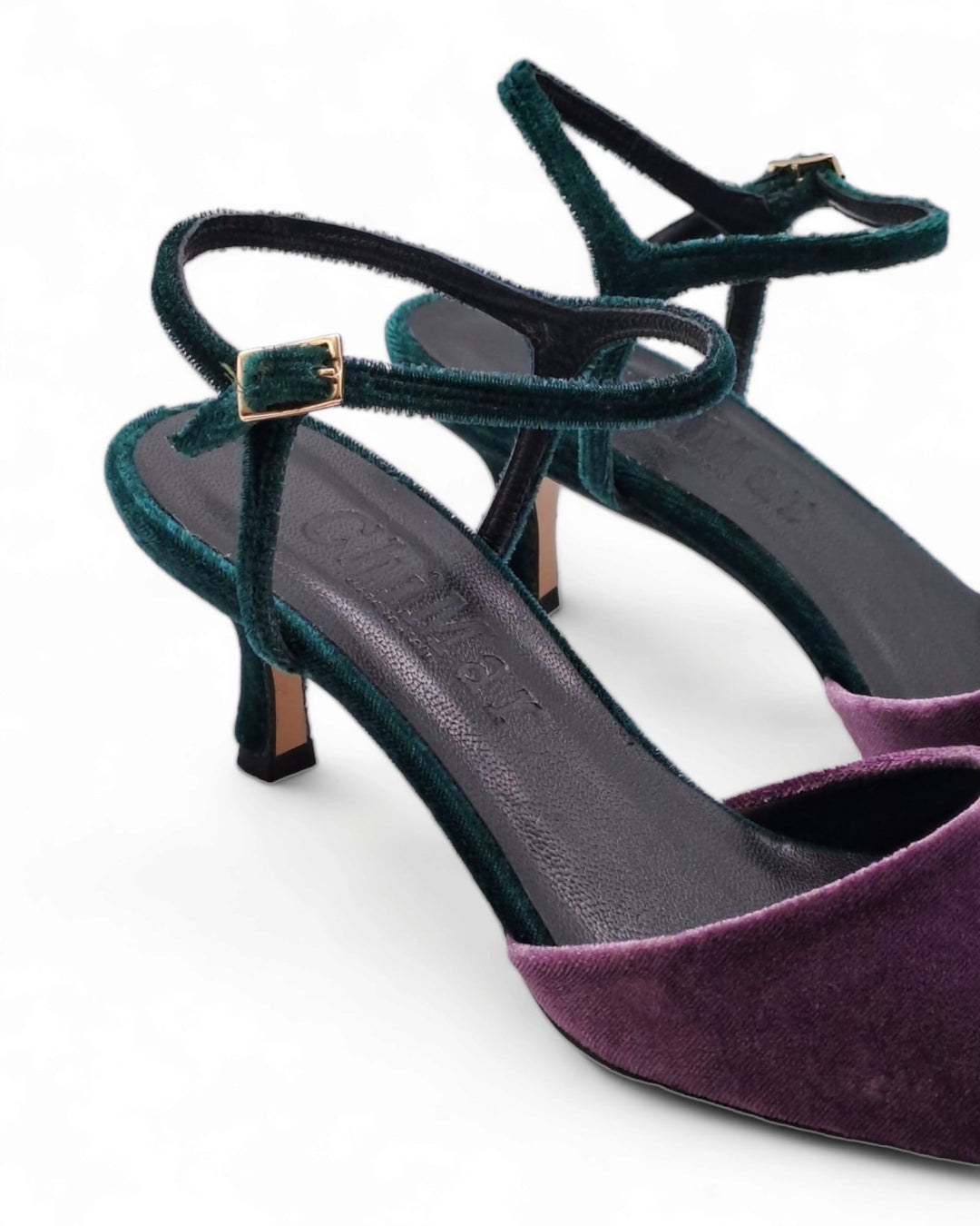 Slingback T5,5 velluto Viola/ Verde