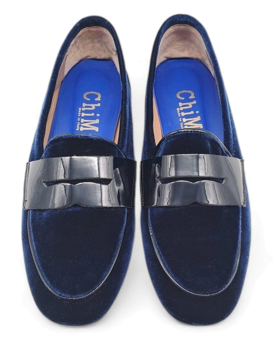 Blue Velvet Moccasin / Blue Patent