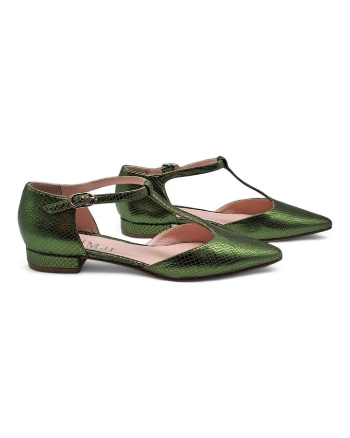 Slingback Manuela  Stampa Pitone Verde